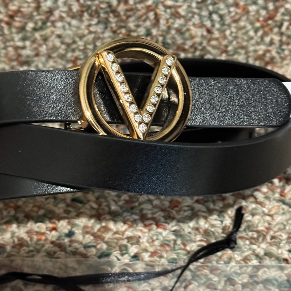 Valentino By Mario Valentino Black and Gold Belt - Picture 6 of 11